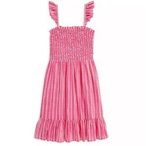 NWT Vineyard Vines Stripe Smocked Waist Dress Pink white & red stripes. Size 2T